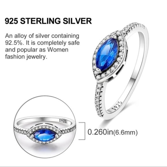 Sterling Silver Blue Stone Dainty Ring - Picture 7 of 8
